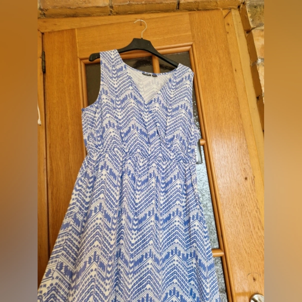 Blue and White Chevron Pattern Dress